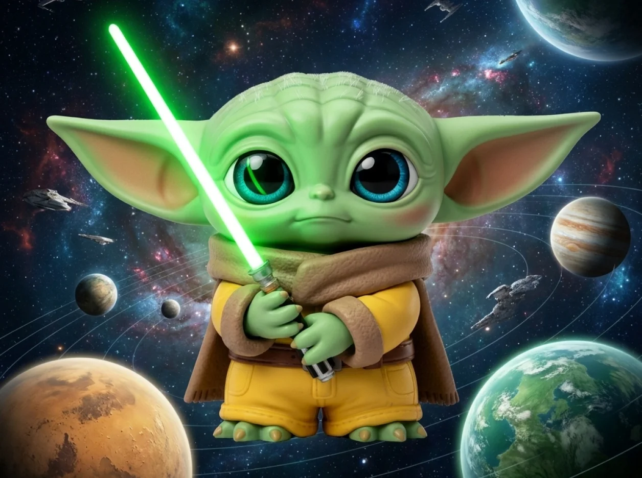Grogu with lightsaber